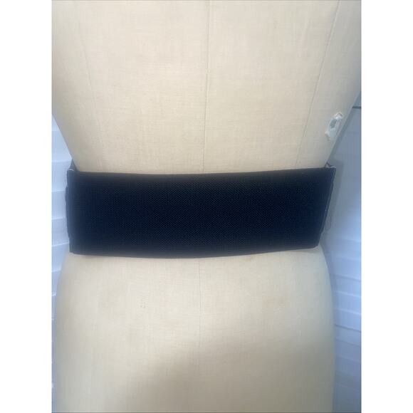 Python Snake Skin Leather Belt Stretch Back 3” Wide Silver Tone Double Buckle M main image 5